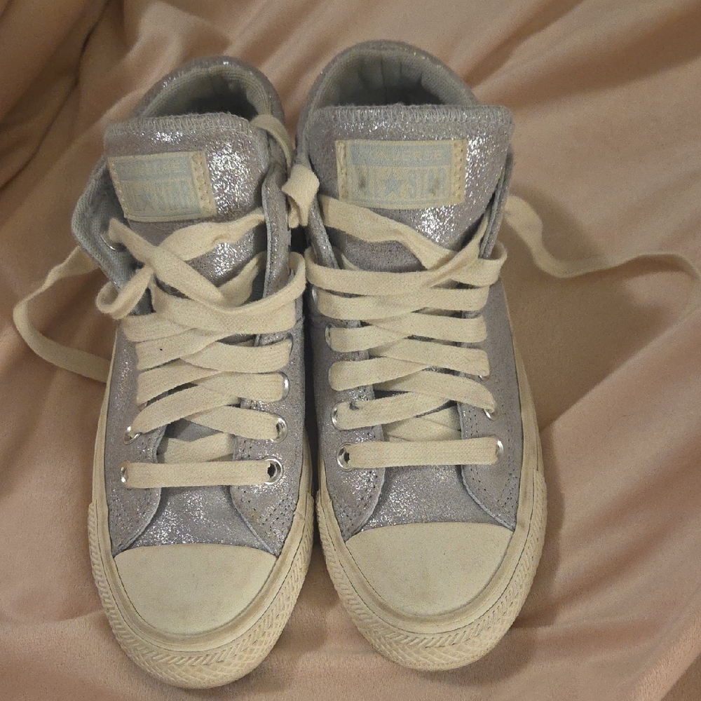 Stylish Silver High-Top Sneakers
